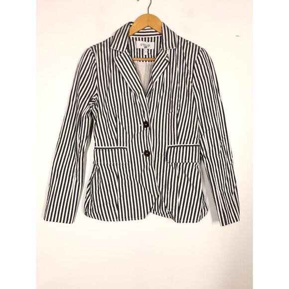 Derek Lam 10 Crosby Striped Blazer Single Breasted Cotton Jacket Blue & White 6 - Picture 4 of 12